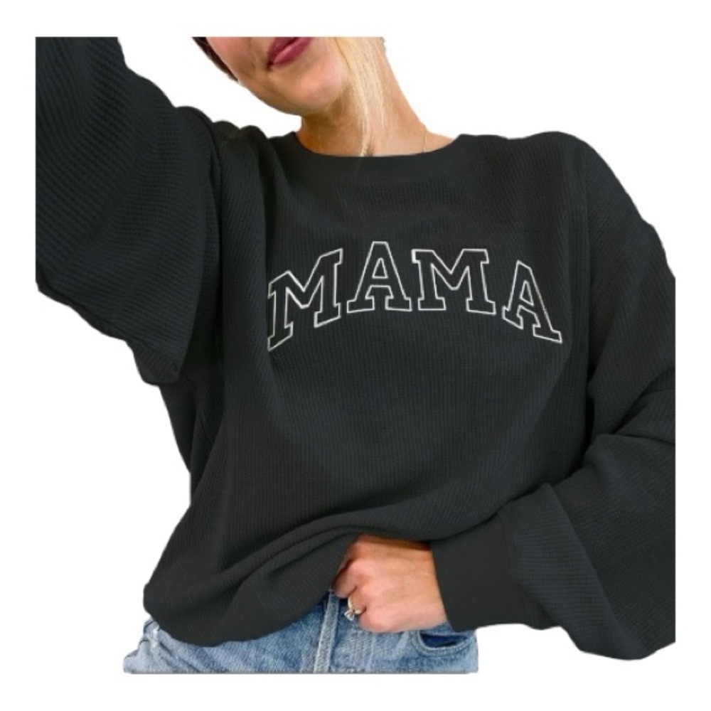 GiftifyMama Waffle Knit “Mama” w/ Zippers Breastfeeding Sweatshirt NWT